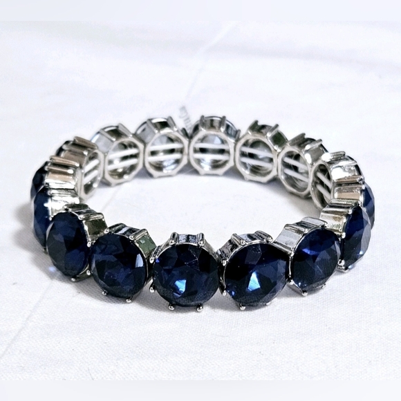 Charter Club Silver Bracelet with Deep Blue Stones - Picture 1 of 7